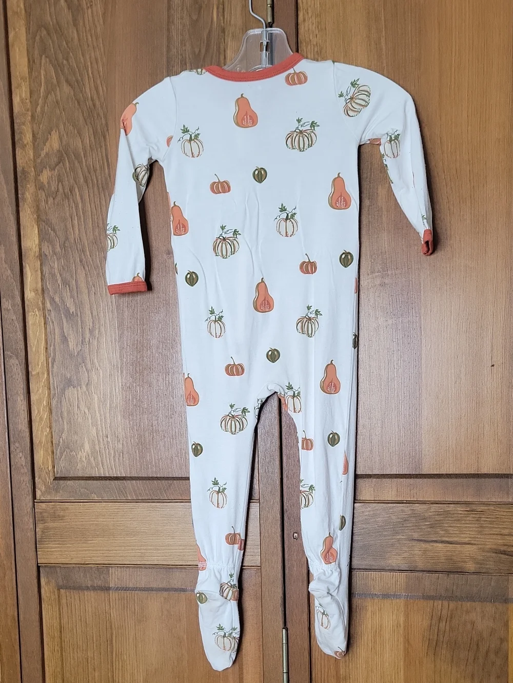 Kyte BABY White Footed One-Piece Pajama with Pumpkin & Gourd Print Sz 18-24M